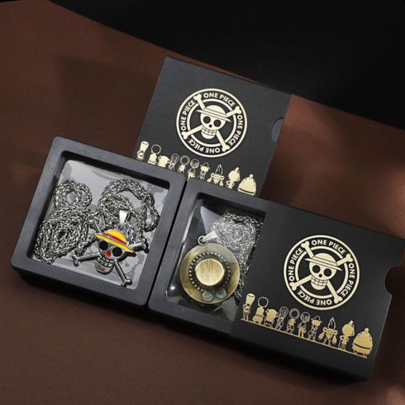 One Piece Luffy Ace Skull Pendant Necklace for Men