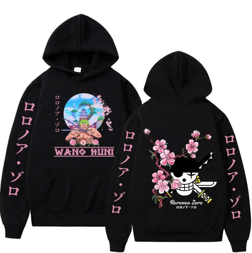 One Piece Luffy Zoro Print Loose Hoodie Sweatshirt
